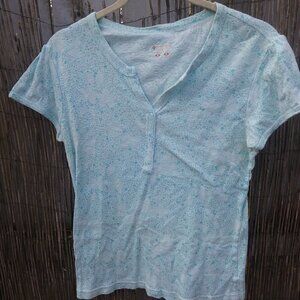 Columbia Mint Green Floral V-Neck Cap Sleeve - Women's - M